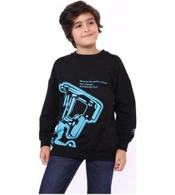 Resim Toontoy Erkek Çocuk E Harf Baskılı Sweatshirt Siyah 