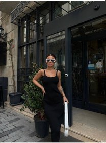 Resim Havens Siyah Triko Midi Elbise Siyah 