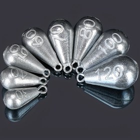 Resim 5 Adet Ağır Hizmet Tipi Balıkçılık Ağırlığı - Asma Halkalı Damla Şekilli - Olta İplerine Uygun, Dökme ve Trolling İçin - (30g/50g/60g/80g/100g/120g) - Tatlısu ve Deniz Balıkçılığına Uygun, Hassas Atış Ağırlıkları, Dayanıklı Malzeme, Profesyonel Balıkçılar için 