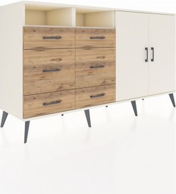 Resim Kronos Konsol 4 Raflı 6 Çekmeceli 2 Kapaklı 176x59x99 Aytaşı-ayta Aytaşı-aytaşı/çam 