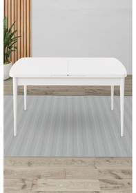 Resim Canisa Exve Serisi 80x132 Açılabilir Beyaz Masa Takımı Ve 4 Krem Sandalye Beyaz Masa, Krem Sandalye 