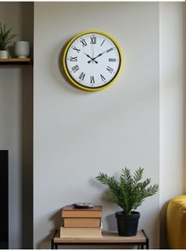 Resim 36 Cm Sarı Roma Rakamlı Duvar Saati Çok Renkli 