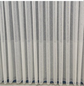 Resim Tül Perde Üst Bölümü Düz Alt Kısmı Yatay Çizgili Gramajlı Keten Tül Ütü İstemez Kaliteli Tül Perde 1x3 Sık Pileli Tül Perde 