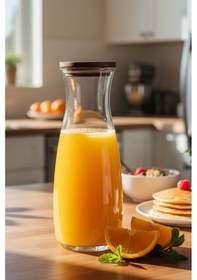 Resim Snippy Nur - Ahşap Kapaklı Cam Sürahi Karaf 1180 Ml 