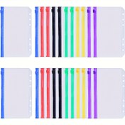 Resim 12/24 adet A6 Renkli Dosya Cebi, 6 Halkalı Bütçe Nakit Zarfları, Şeffaf Fermuarlı Dosya Klasörleri, Alışveriş ve Faturaları Düzenlemek için Su Geçirmez PVC Belge Kılıfları, Nakit Zarflı Dosya 