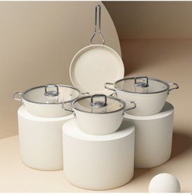 Resim Güral Açelya 7 Parça Granit Tencere Takımı Beyaz 6203244 