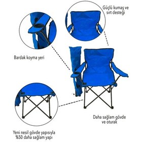 Resim Kapris Katlanır Kamp Sandalyesi Taşıma Çantalı Bardaklıklı Mavi Mavi 