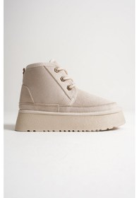 Resim Elena Bej Süet İçi Kürklü Kalın Tabanlı Kadın Bot Bej 