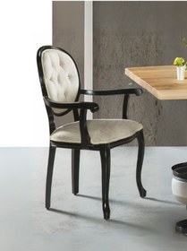 Resim Madalyon Kolçaklı Kapitoneli Sandalye Siyah 