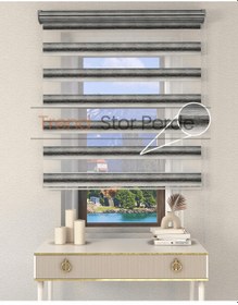 Resim Siyah Yeşil Geçişli Etek Dilimsiz Zebra Stor Güneşlik Perde Siyah-yeşil 