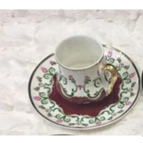Resim İnce Osmanlı Çiçekli Kahve Fincanı 90 Cc Dir. 1 Kişilik Beyaz Gold Elde Yıkayınız. Bordo 