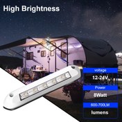 Resim 1 adet RV Van Trailer Dış Mekan LED Awn Işığı - Yüksek Parlaklık 12V/24V Karavan Veranda Işık Barı, 8W, 600-700LM, ABS Malzeme, İç ve Dış Kullanım İçin İdeal, Kamp Işığı | Modern Awn Tasarımı | Dayanıklı Yapı, RV Işıkları 
