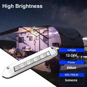 Resim 1 adet RV Van Trailer Dış Mekan LED Awn Işığı - Yüksek Parlaklık 12V/24V Karavan Veranda Işık Barı, 8W, 600-700LM, ABS Malzeme, İç ve Dış Kullanım İçin İdeal, Kamp Işığı | Modern Awn Tasarımı | Dayanıklı Yapı, RV Işıkları 