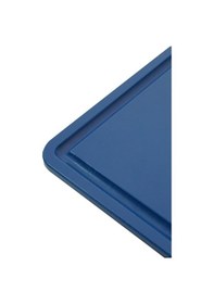Resim 2'li Türkay 32.5x26.5x1 Cm Saplı-oluklu Polietilen Kesme Tahtası Kesim Levhası Mavi 1237 
