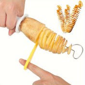 Resim 6'lı Set Taşınabilir Kamp Patates Şişleri Patates Dilimleyici Spiralli Bıçaklar Mutfak Aksesuarları - Açık Hava Barbekü, Aile Pikniği ve Kamp İçin İdeal 