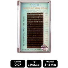 Resim Misyul 0.07c Natural Kıvrım Brown Mix Soft Eyelash Doğal İpek Kirpik 8-15 Mm 16'lı 