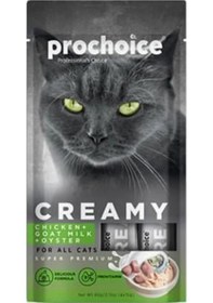 Resim Pro Choice Creamy Tavuklu Keçi Sütlü ve Istiridyeli Sıvı Kedi Ödül Maması 4 x 15 G 
