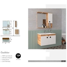 Resim Evros Deko Banyo Dolabı 80 Cm Beyaz - Ceviz 