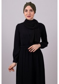 Resim Hürrem Bone Haki Pratik Hazır Geçmeli Tesettür Bone Petekli Büzgülü 1204E_09 Haki 
