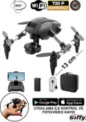 Resim giffy Oyuncak Mini Kameralı Başlangıç Drone Uzaktan Kumandalı Uygulama Kontrollü 720p Takla Atan Drone 
