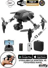 Resim giffy Oyuncak Mini Kameralı Başlangıç Drone Uzaktan Kumandalı Uygulama Kontrollü 720p Takla Atan Drone 
