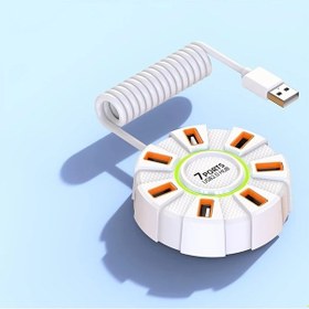 Resim Oldfriend Beyaz 7 Portlu Usb Hub, Ortam Işığı, Tak Çalıştır, Sürücüsüz 