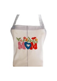 Resim Benim Annem İlkbahar Çiçekleri Nakışlı Keten, Chef Mutfak Önlüğü 