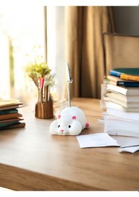 Resim Yatan Kawaii Sevimli Beyaz Hamster Fotoğraf Ve Not Tutucu - Ofis Masa Not Tutacağı Beyaz 
