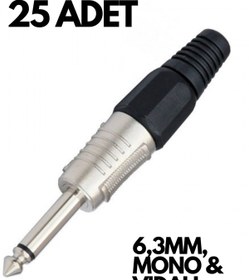 Resim HQ SPEED HqSpeed 6.3mm Mono Erkek Vidalı Jak 25 Adet - 1/4 İnç Gitar Amfi Enstrüman Ses Bağlantı Konnektörü Lehimli TS 