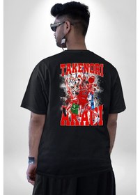Resim Basketbol Akagi Takenori Anime Slam Dunk Karakter Pamuklu Unisex Oversize Sırt Dijital Baskılı Siyah T-shirt Siyah 
