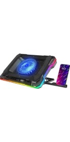 Resim CetKing S49 Cyclone Laptop Notebook Soğutucu Stand Rgb Renkli Oyunculara Özel 2 USB Port 140MM Fan 14-19INÇ 