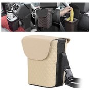 Resim Sones Araba Arka Koltuk Kancası Çöp Kovası Araba Saklama Kutusu Bej 