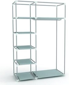 Resim Dzgn Home Tek Yandan Raflı Metal Profilli Kumaş Bez Dolap Gardırop -İstanbul Desen 