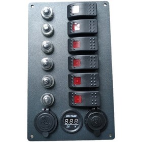 Resim Tekne Karavan Otomatik Sigorta Paneli. 6'lı Model. Usb'li Siyah Siyah 