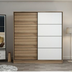 Resim Minarmobilya Minar Kale 2 Kapaklı Sürgülü Dolap 180 Cm - Dore/Beyaz (541417087) 