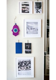 Resim Nazar Boncuklu Şeffaf Mor Fatma Ana Bereket Eli Cam Duvar Süsü 