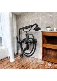 Resim İsaoğlu Yapı Siyah Rustik Banyo Duş Seti Pirinç Materyal İşlemeli Duş Sistemi Siyah 