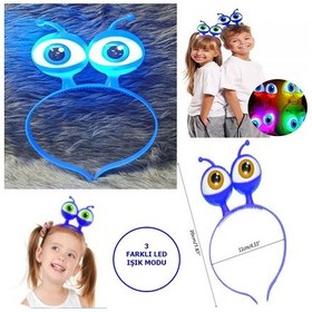 Resim Led Işıklı & Pilli Uzaylı Göz Parti Tacı Mavi Renk 