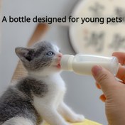 Resim 2.03oz Kedi Yavrusu Beslenme Şişesi Ölçekli - Yumuşak Silikon Emzik, Kolay Temizlenebilir Evcil Hayvan Süt Besleyici Genç Kediler İçin 