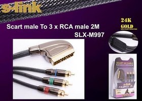 Resim SLX-997 Scart To 3rca 2mt Gold Kablo S-Link