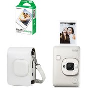 Resim Fujifilm Instax Mini LiPlay Hybrid Misty White Fotoğraf Makinesi 10'lu Film Liplay Uyumlu Çantalı Set 