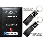 Resim Plakanıza Özel Chery Logolu Siyah Ruhsat Kabı Ve Anahtarlık 