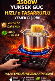 Resim shop 3500W Ultra Hızlı Pişirici Ocak | Tüm Tencerelerle Uyumlu | Dijital Dokunmatik | Tasarruflu Isıtıcı 