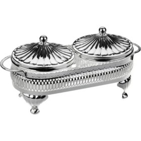 Resim Partridge Store Queen Anne İngiliz Gümüşü Kapaklı Yuvarlak Kahvaltılık 2'li 