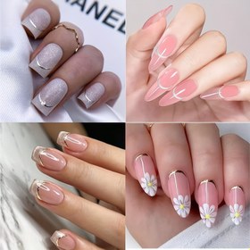 Resim Nail Sticker Method - Altın ve Gümüş Yapışkan Yamaçlar - Hilal Ark 3D Tırnak Süslemeleri 