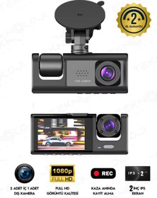 Resim ekovolt 1080P Dash Cam Full Hd Araç içi Kamera Ön Arka ve İç Kayıt Kamera Gece Görüşlü G Sensör Geniş Açı 