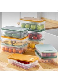 Resim Buzdolabı Saklama Kabı 6'lı Set 2 2,5-3,8-5 Lt Renkli Kiltli Ka 