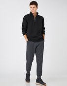 Resim Fermuarlı Sweatshirt Dik Yaka 