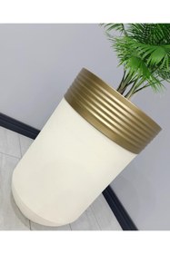Resim evdeniste ELEGANT Dekoratif Eskitme Darbuka Krem Saksı 60cm 