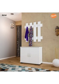 Resim Portmanto Ayakkabılık Vestiyer Askılıklı Ayakkabılık Dolabı Ard-116 Beyaz 